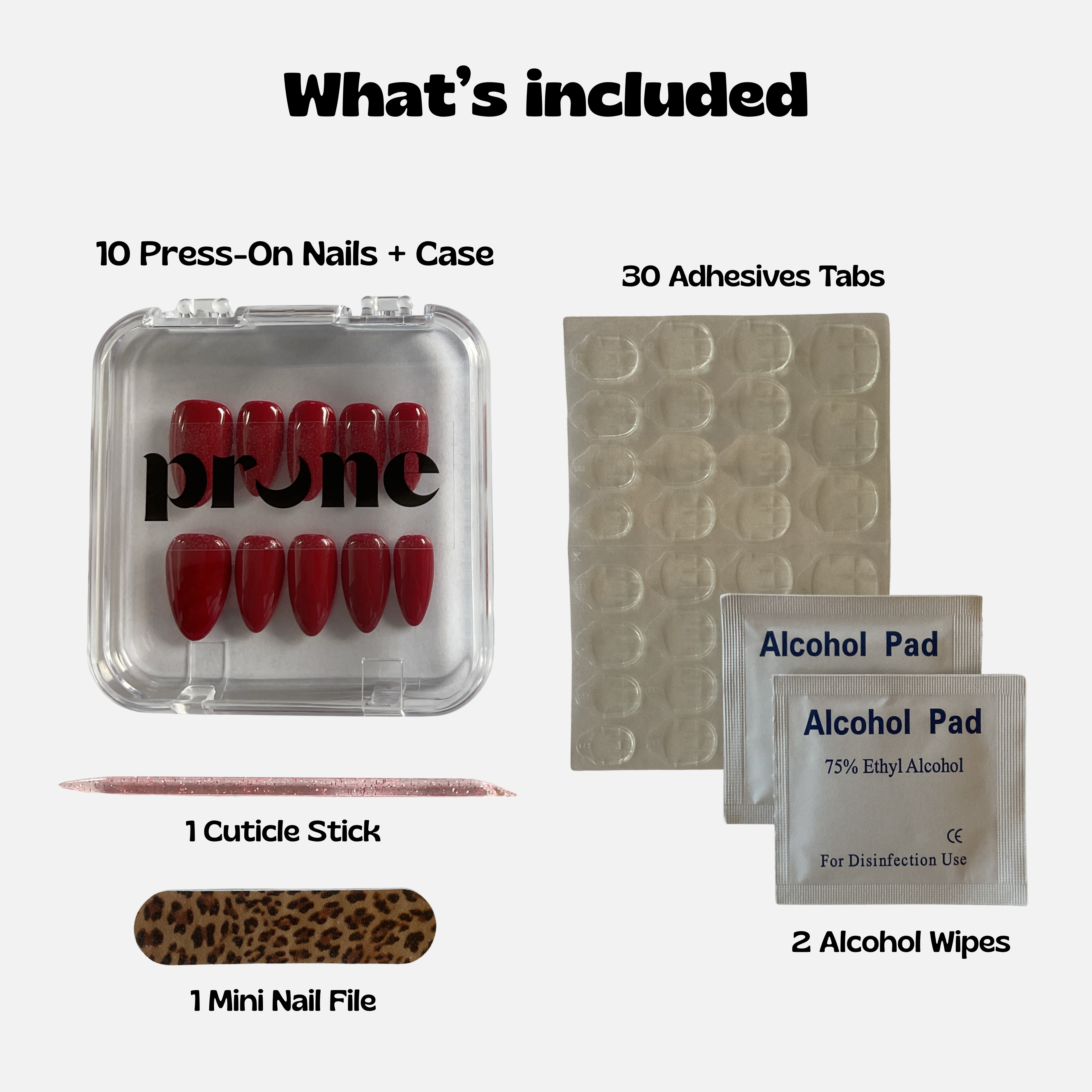 PRUNE BEAUTY – Handmade Press-On Nails | Red | Sizes and Shapes Available