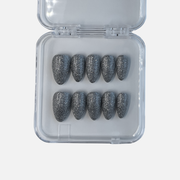 PRUNE BEAUTY – Handmade Press-On Nails | Silver Glitter | Sizes and Shapes Available