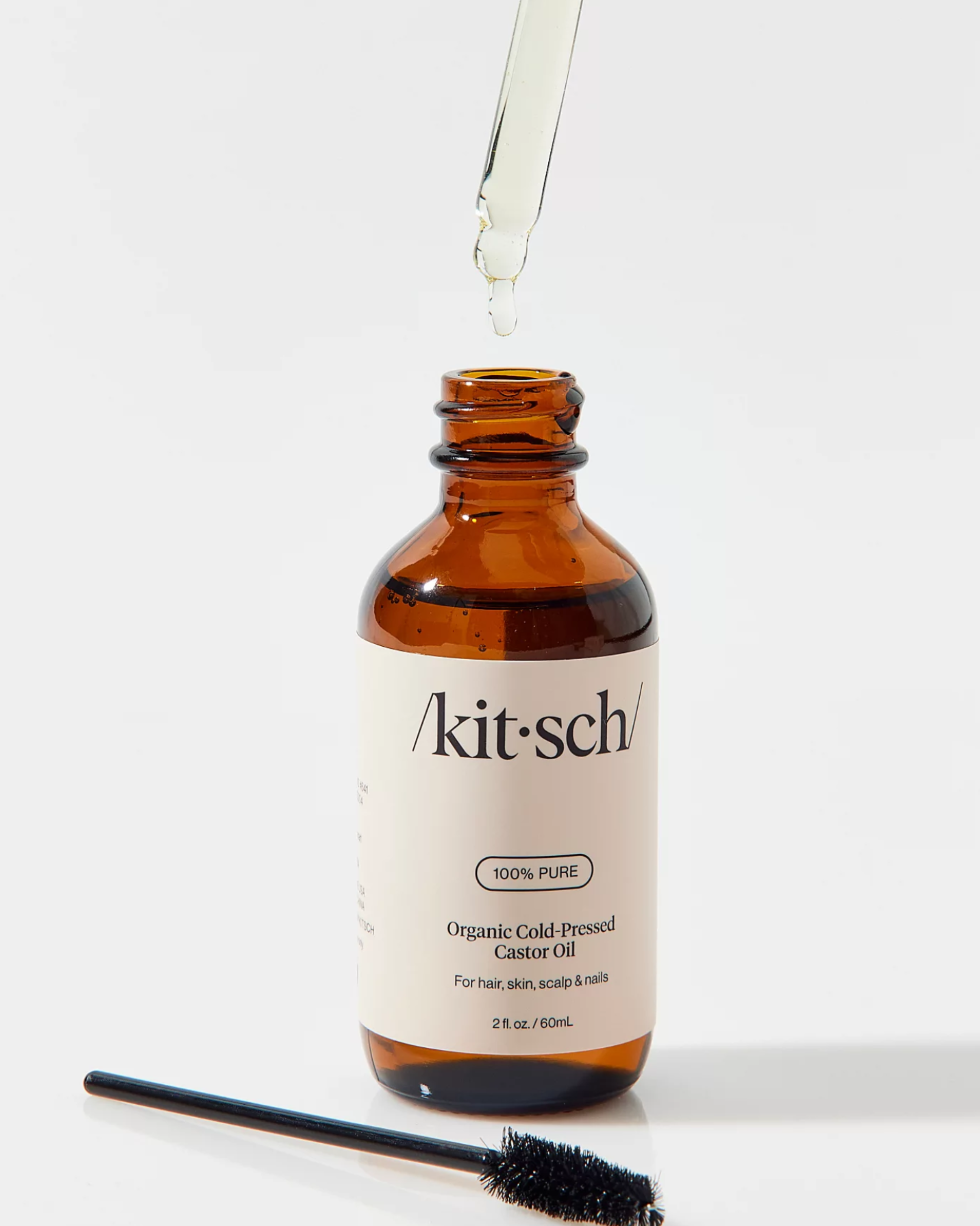 Kitsch - Olio di Ricino Biologico 100% Puro Spremuto a Freddo - 60 ml | Cura Capelli, Ciglia e Unghie
