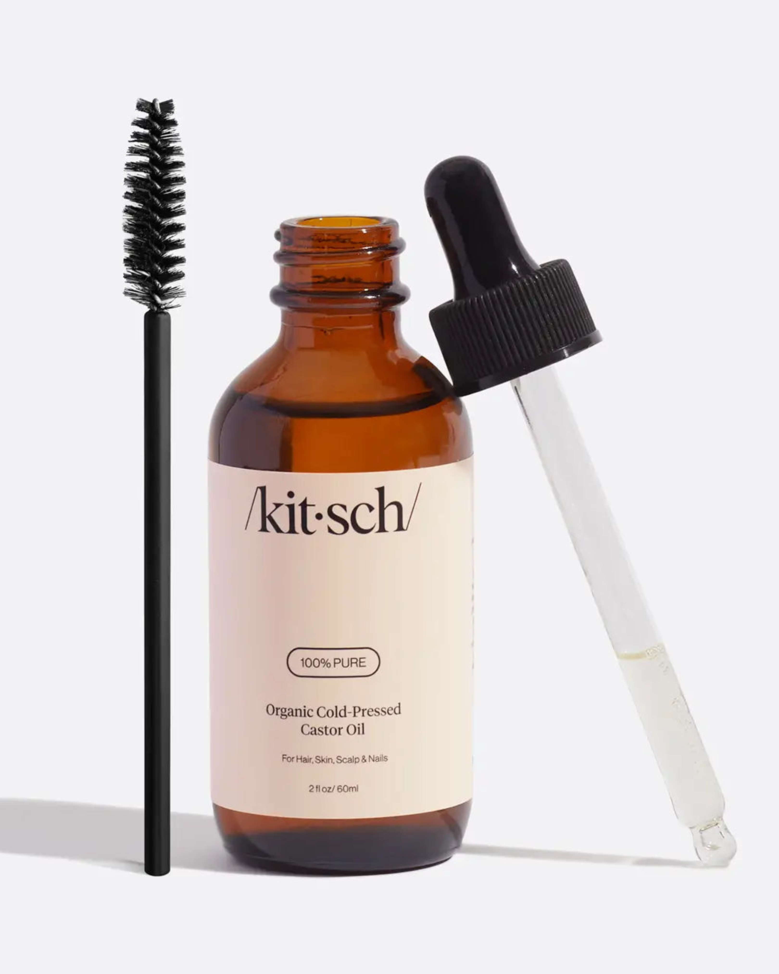 Kitsch - Olio di Ricino Biologico 100% Puro Spremuto a Freddo - 60 ml | Cura Capelli, Ciglia e Unghie