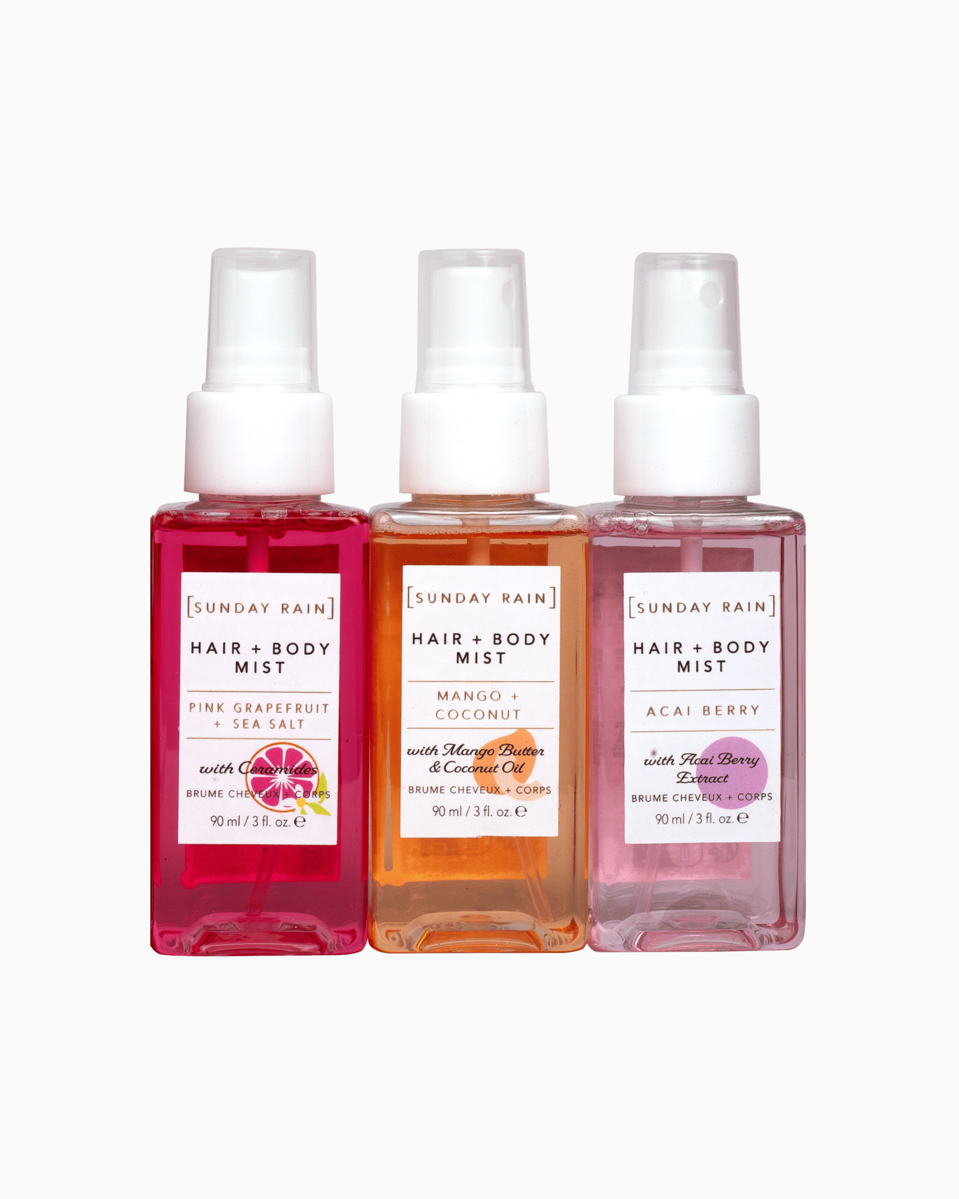 SUNDAY RAIN - Trio de brumes pour cheveux et corps