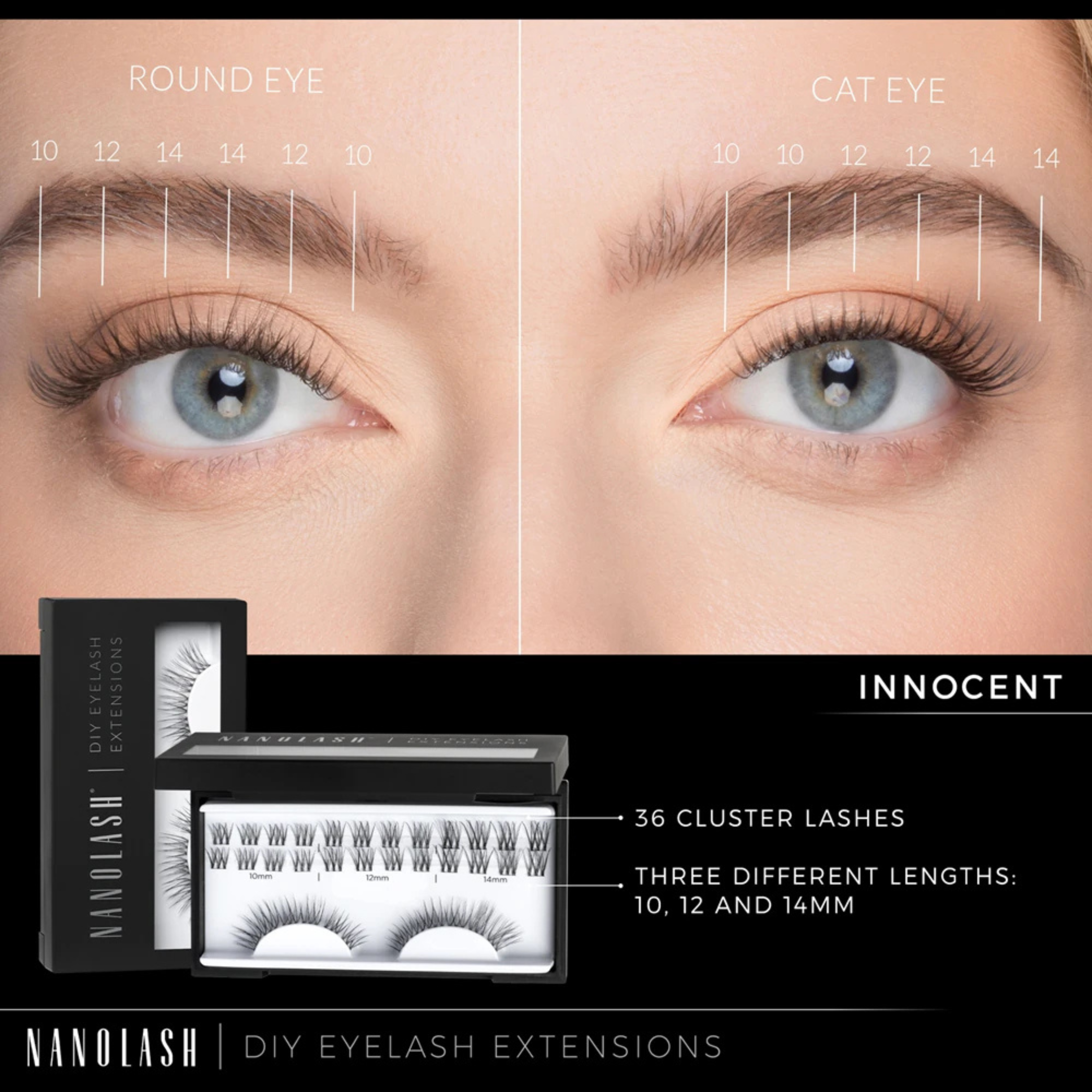 NANOLASH DIY Eyelash Extensions INNOCENT - Cluster Lashes