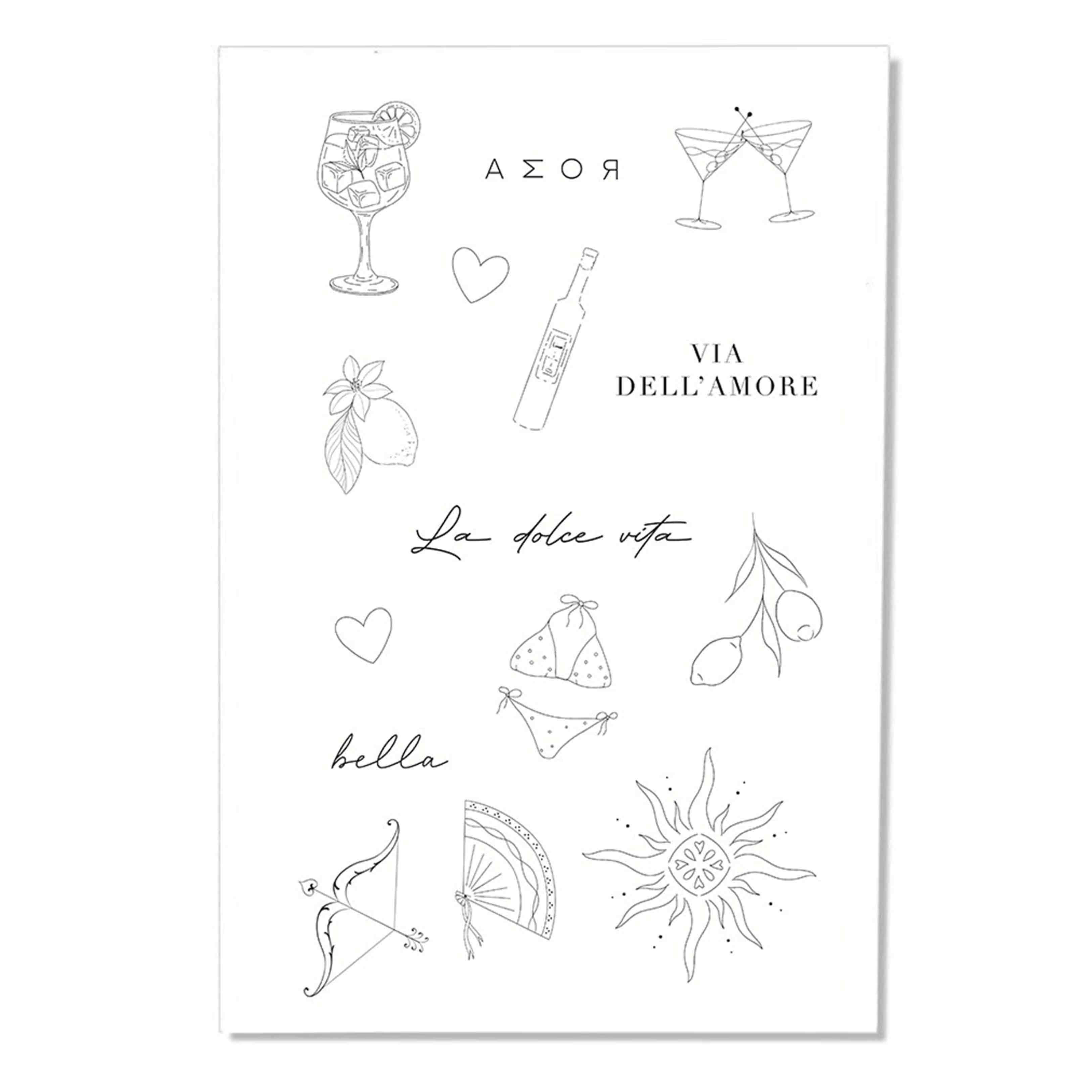 SIOOU Temporary Tattoos Dolce Vita
