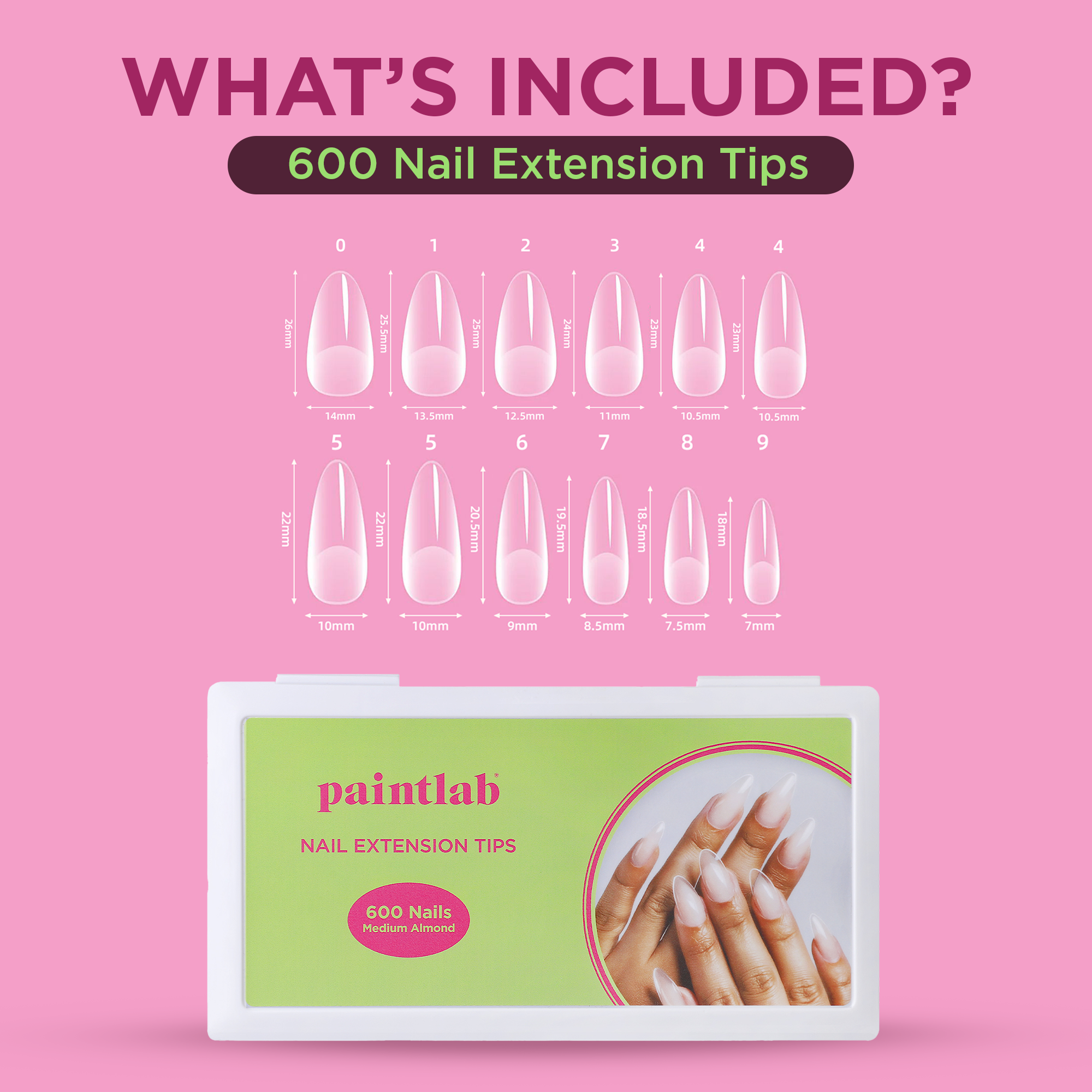 PaintLab Press-On Nails Medium Almond (600 Nails)