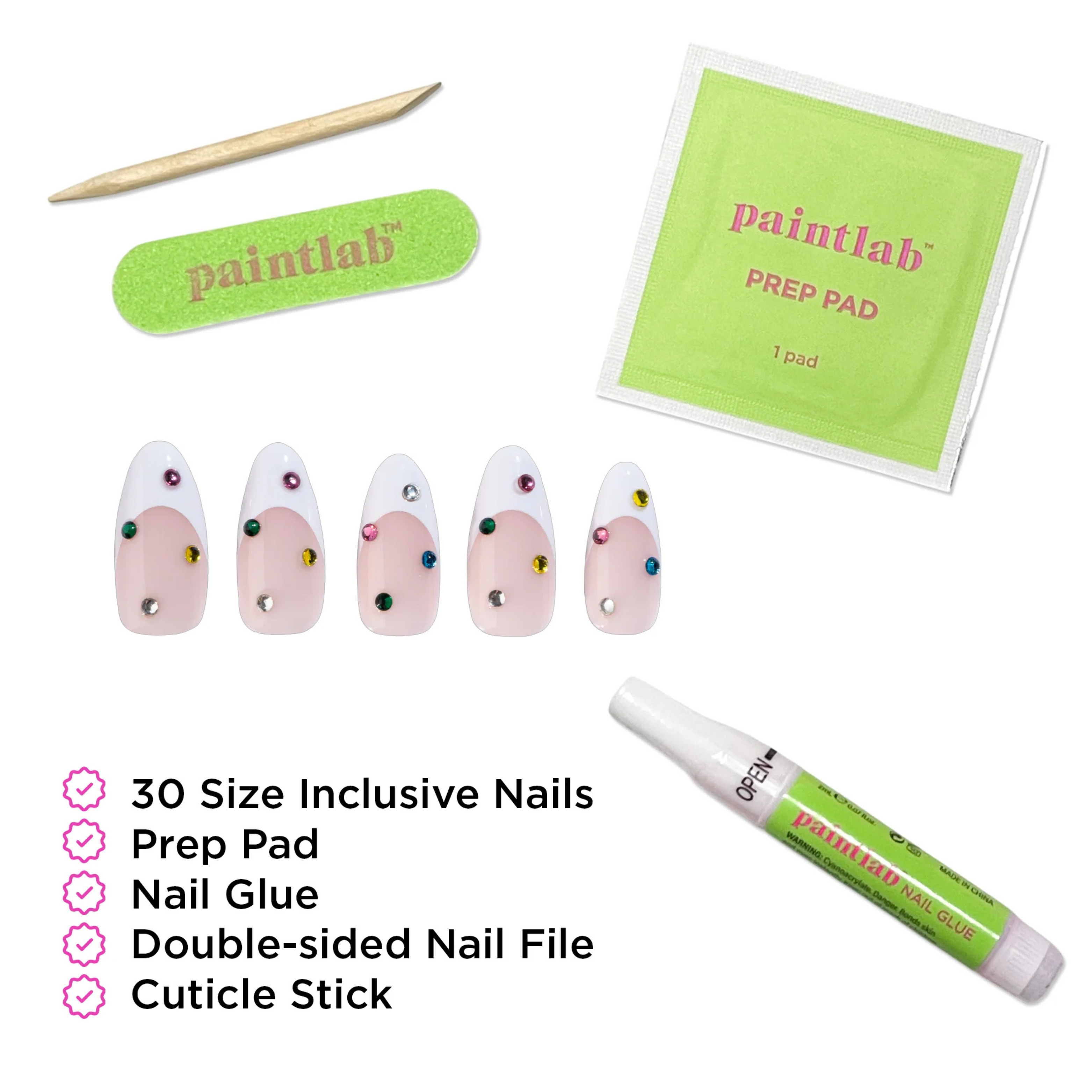PAINTLAB - Reusable Gel Press-On Nails "Bejeweled"