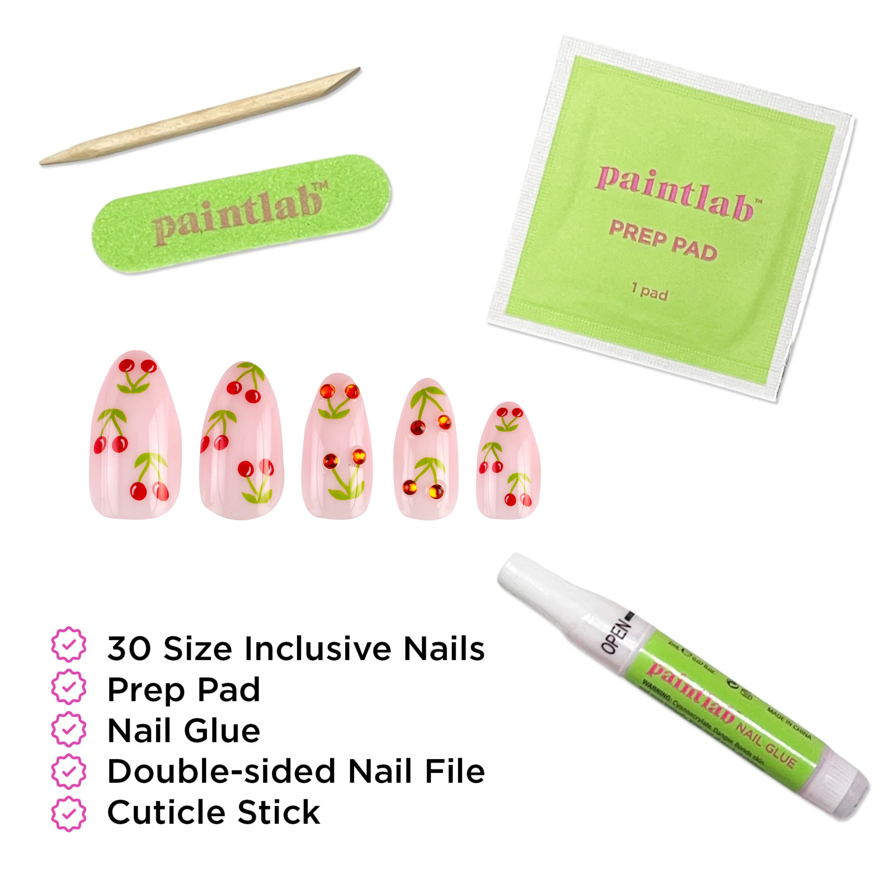 PAINTLAB - Reusable Gel Press-On Nails "Cherry Bomb"
