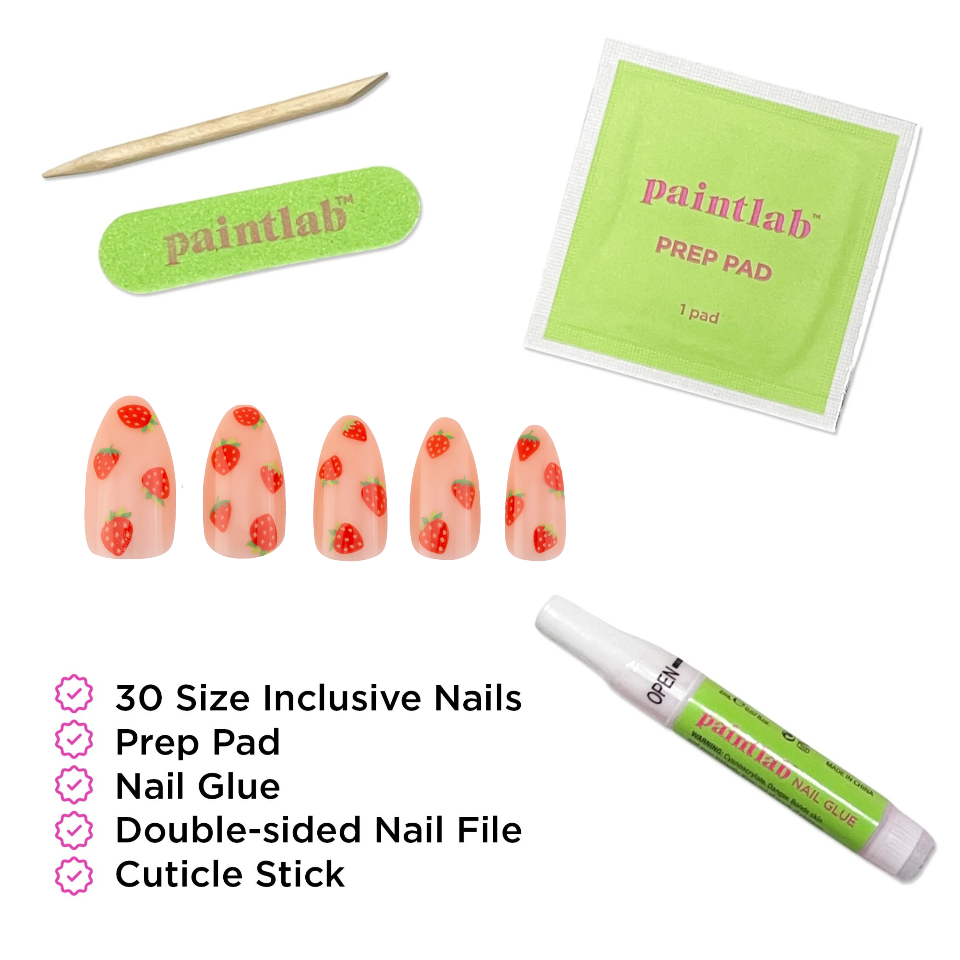 PAINTLAB - Reusable Gel Press-On Nails "So Strawberry"